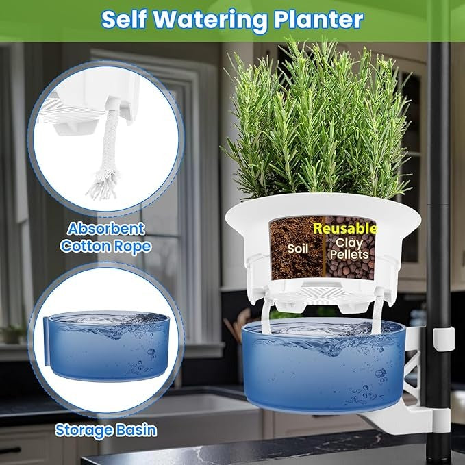 Indoor Plant Grow Lights, Self-Watering Standing Planters, Tall LED Grow Lights for Indoor Plants Full Spectrum, Tall Plant Grow Lights