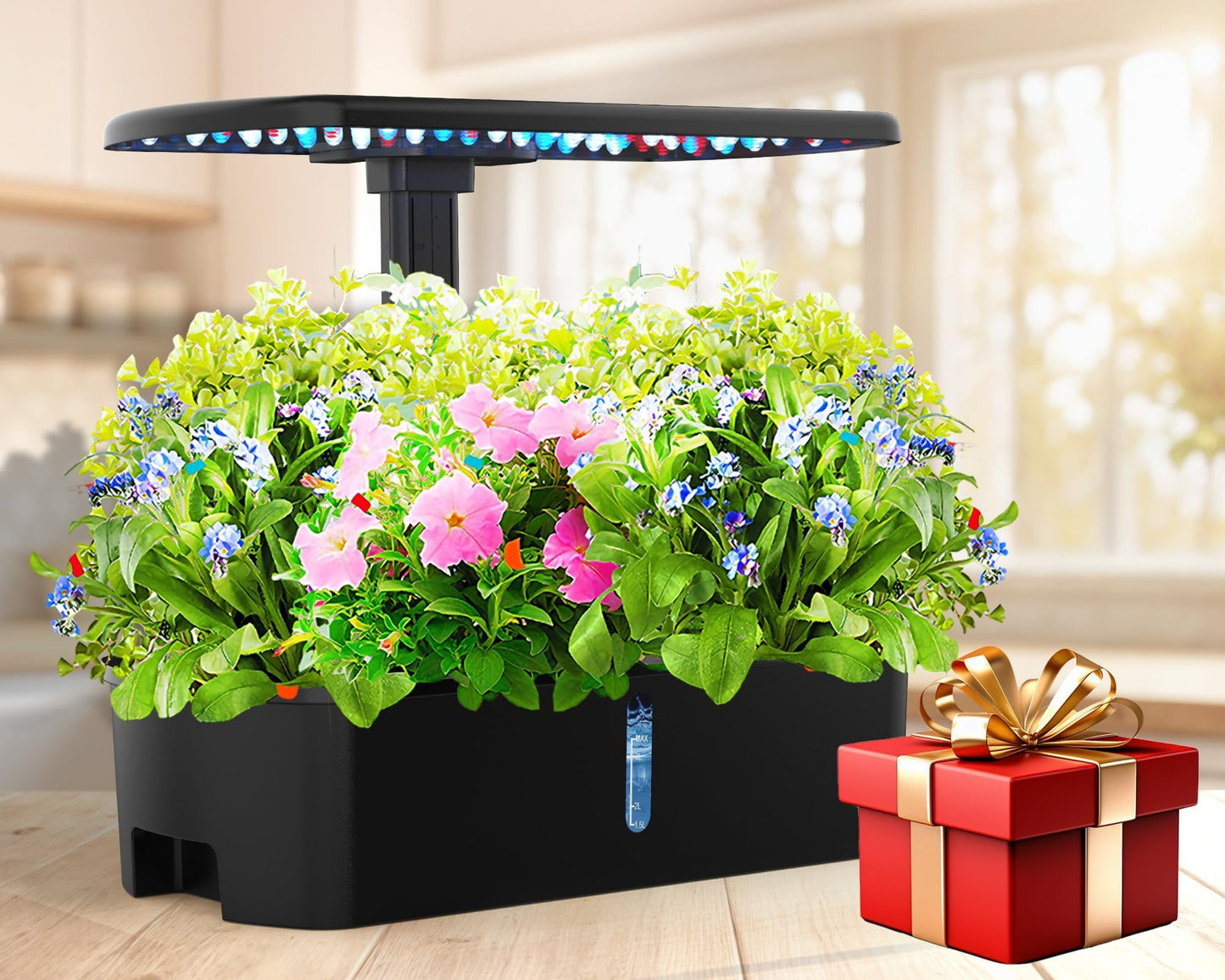 2 Pack Indoor Garden Planters Growing Systems, Small Smart Soil Gardening System with 17W LED Light, Auto Timer, Self Watering, Planter Pot
