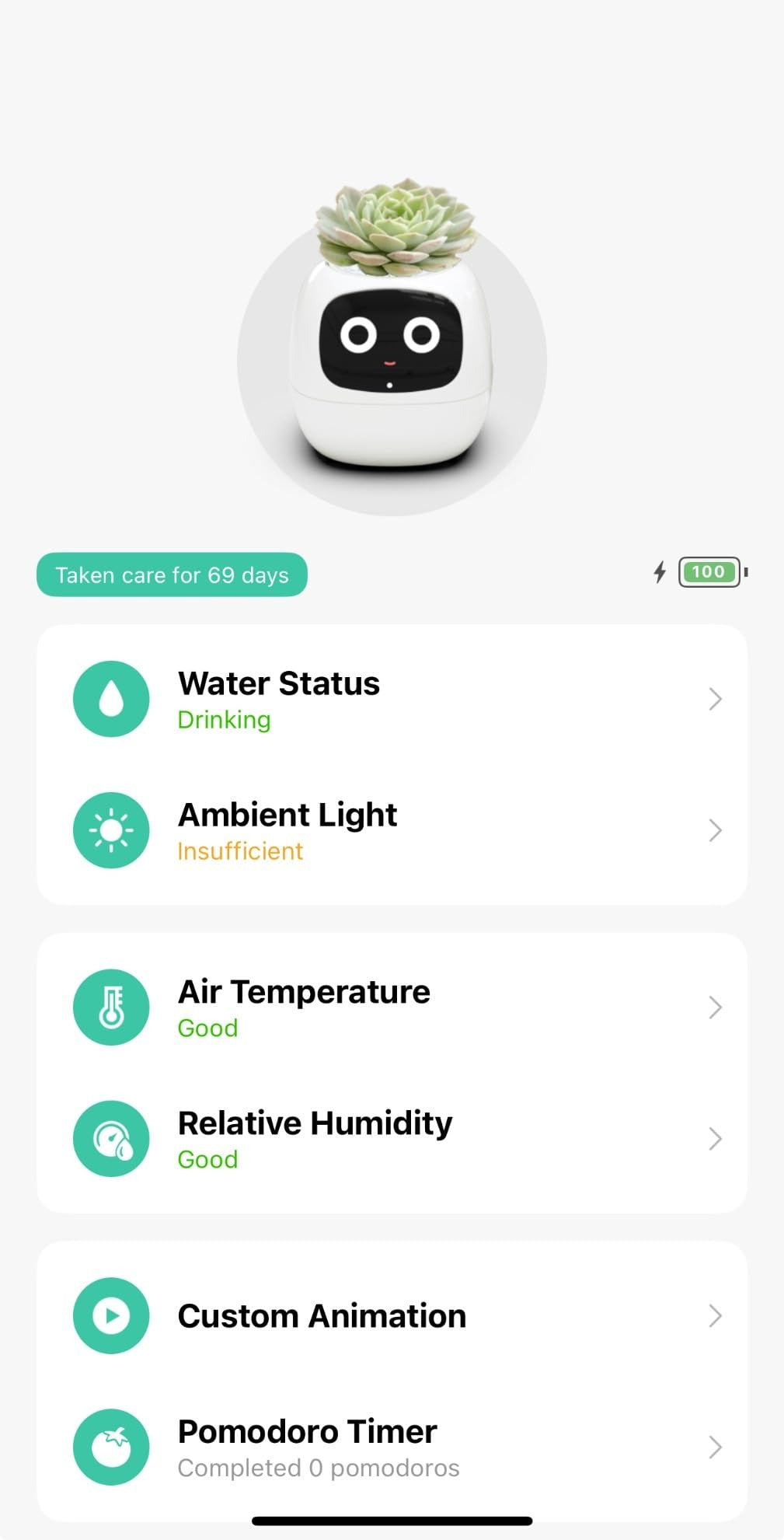 Masdio Smart flower pots, with artificial intelligence, weather temperature display and numerous expressive animations based on the environment, for interior decoration,