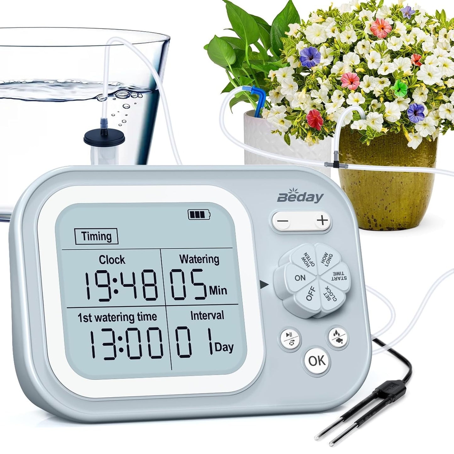 Automatic Indoor Plant Self Watering System for 15 Potted Plants, Auto Drip Irrigation Kit, Programmable Water Timer with Smart Humidity Detection