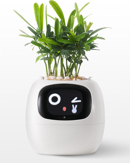 Smart Pet Robot Plant Care Guide with Emojis, Adorable Plant Companion with Rich Gesture Interaction, Desktop Setup Gift