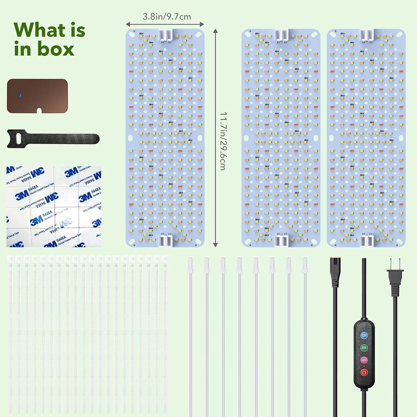 Full Spectrum Grow Lights, 40W Plant Grow Lights for Indoor Plants with Daisy Chain Function, Sun-Like Spectrum, 768 LEDs and Timer