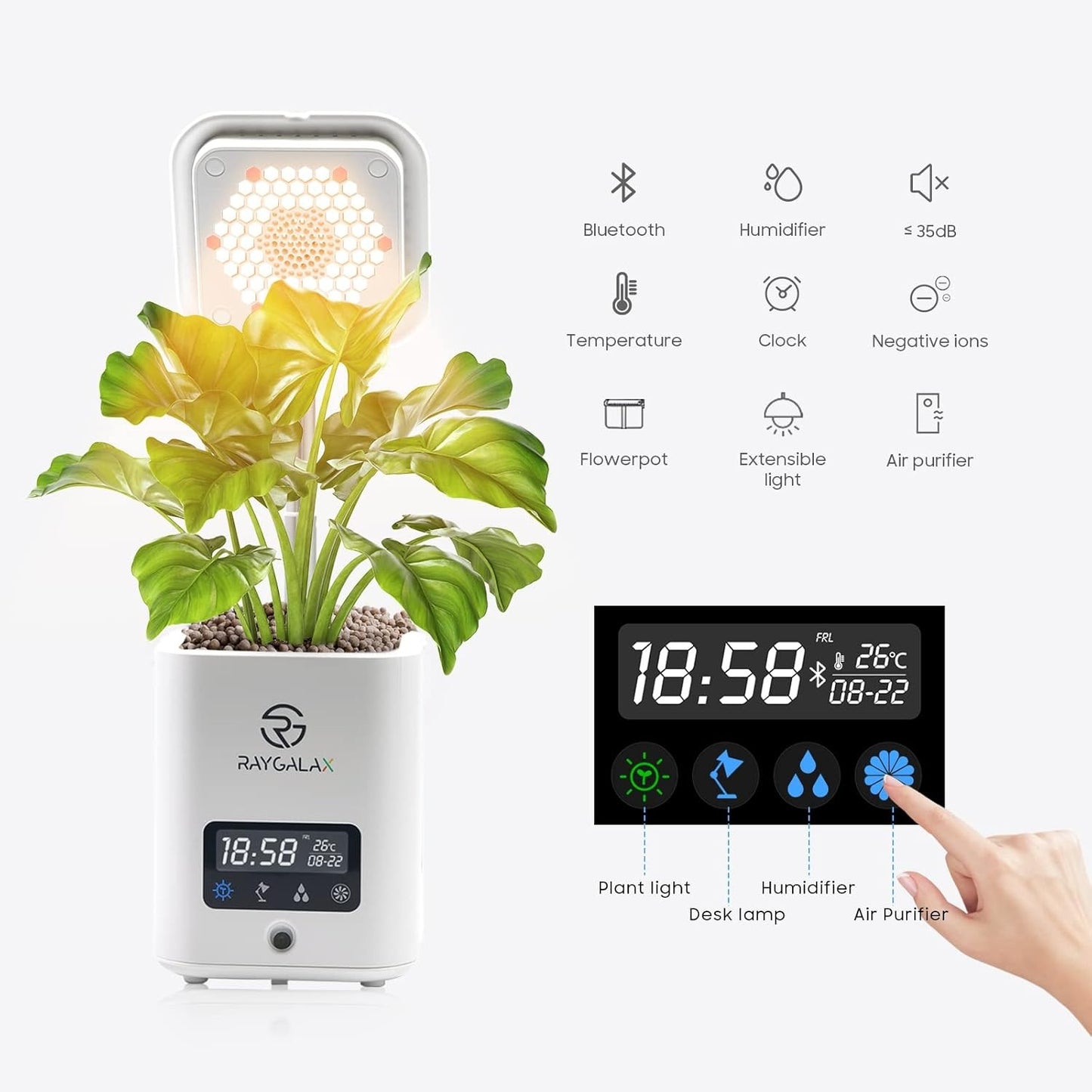 Smart Planter Pot for Indoor Plants, 4x4 Inch Self-Watering Pots, Indoor Garden Grow Light with LED Table Lamp, Automatic Humidifier, Kit