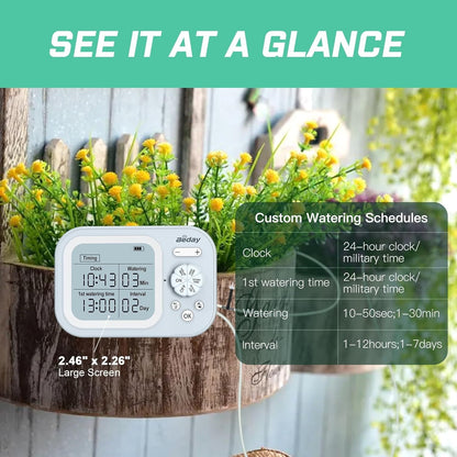 Automatic Indoor Plant Self Watering System for 15 Potted Plants, Auto Drip Irrigation Kit, Programmable Water Timer with Smart Humidity Detection
