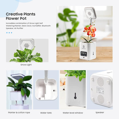 Smart Planter Pot for Indoor Plants, 4x4 Inch Self-Watering Pots, Indoor Garden Grow Light with LED Table Lamp, Automatic Humidifier, Kit