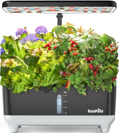 Ahopegarden Indoor Garden Hydroponic Growing System: 12 Pods Plant Germination Kit Garden Kit Grow Lamp Countertop with LED Grow Light Hydroponic Planter