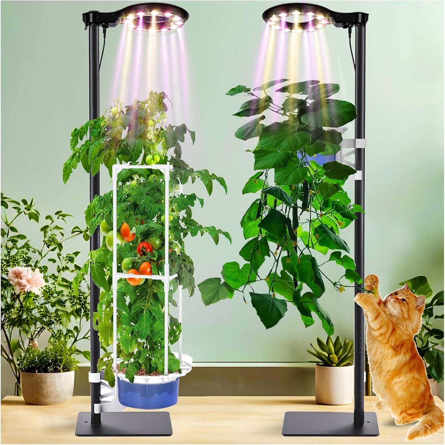 Indoor Plant Grow Lights, Self-Watering Standing Planters, Tall LED Grow Lights for Indoor Plants Full Spectrum, Tall Plant Grow Lights