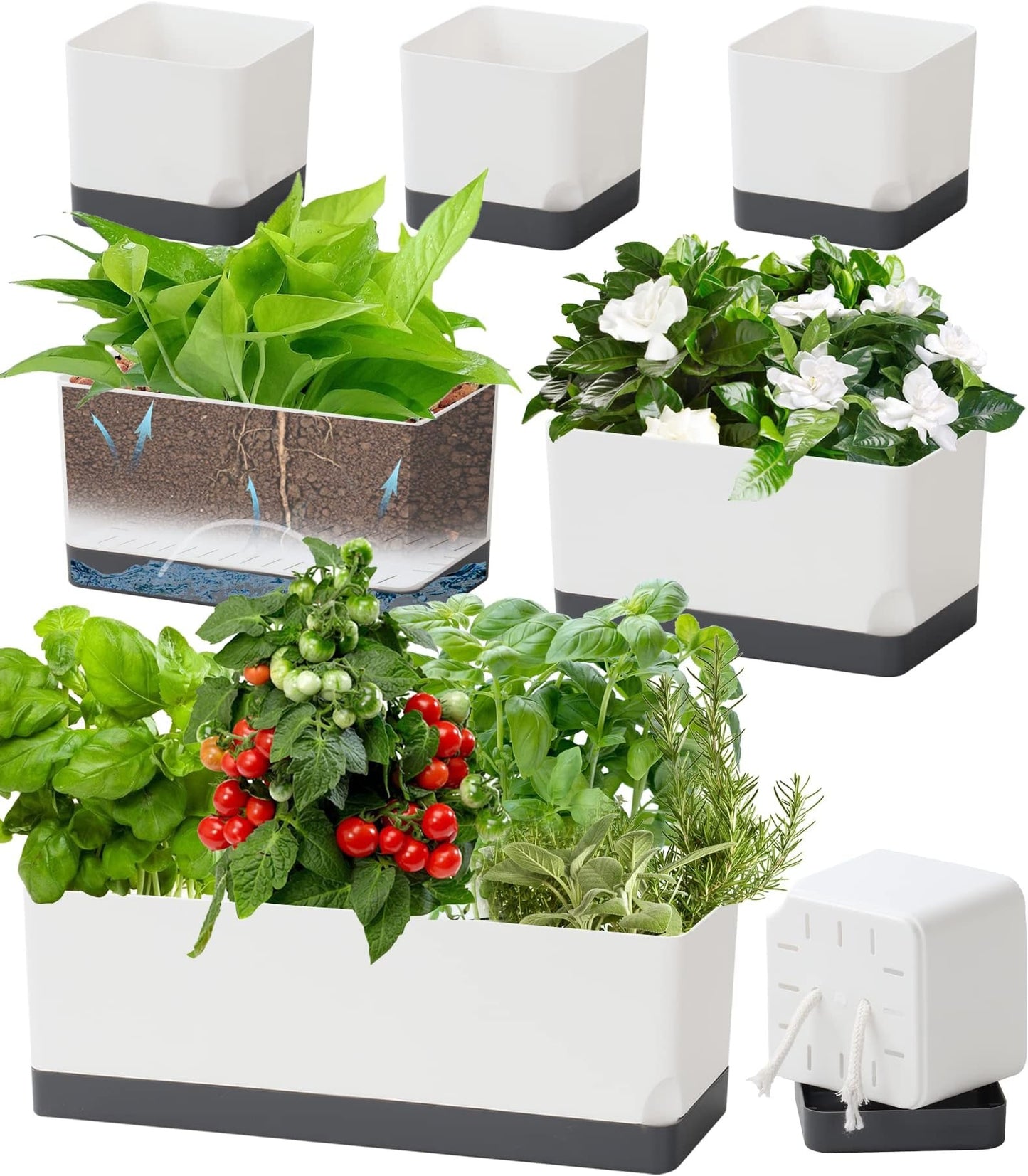 2 Pack Indoor Garden Planters Growing Systems, Small Smart Soil Gardening System with 17W LED Light, Auto Timer, Self Watering, Planter Pot