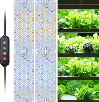 Full Spectrum Grow Lights, 40W Plant Grow Lights for Indoor Plants with Daisy Chain Function, Sun-Like Spectrum, 768 LEDs and Timer
