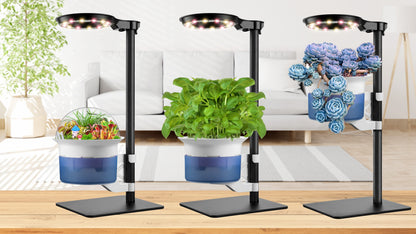 Smart Venus Terrarium Kit with Metal Stand, Self-Watering Planters for Indoor Plants, Smart Planter with Grow Light and Timer for Succulents, Herbs, and Greenery