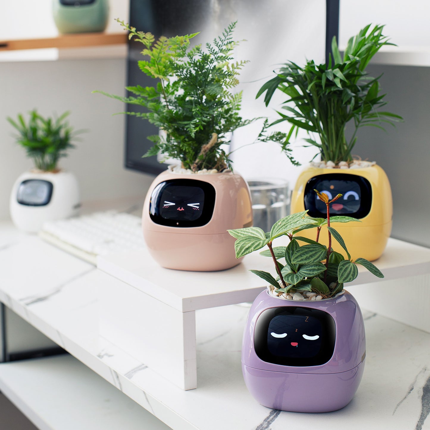Smart Pet Robot Plant Care Guide with Emojis, Adorable Plant Companion with Rich Gesture Interaction, Desktop Setup Gift