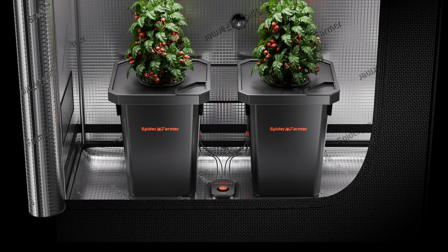 Spider Farmer DWC - 7 Gallon Deep Water Culture Hydroponic Growing System, New Triangle Cover Design, Recirculating Drip Garden System with Top Drip Kit