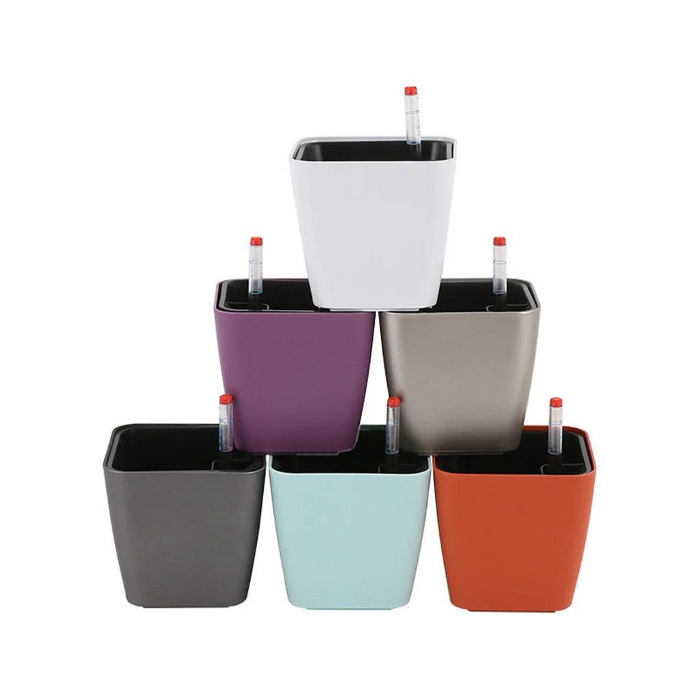 Desktop Plant Pot Self Watering Lazy Flower Pot Automatic Planter Automatic Water-Absorbing Flowerpot With Water Level Device